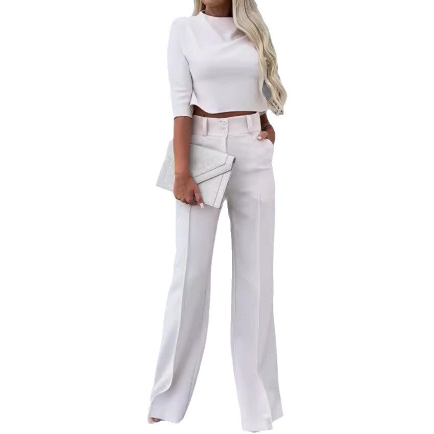 Women's Elegant and Modern Two-Piece Set with Wide Leg Pants