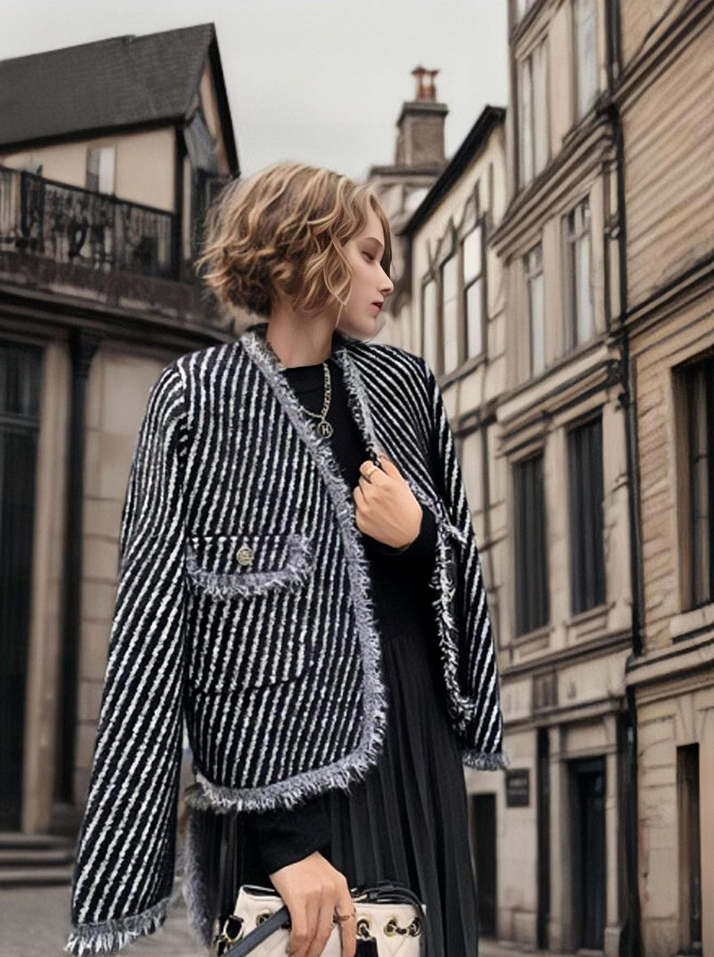 Women's Cocoon Cardigan with Button Details