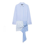 Women's Blouse with Asymmetric Knot and Refined Draping