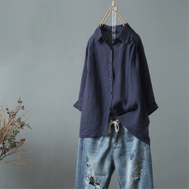 Women's Shirt with Elegant Collar and Casual Cut