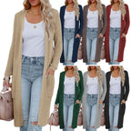Women's Casual Open-Front Knit Coat with Pockets