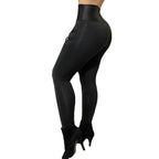 High-Waisted Leggings with Straps and Zipper