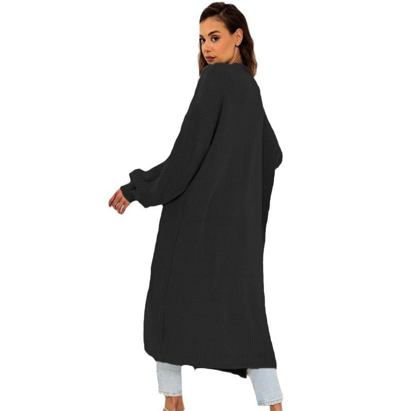 Women's Open-Front Chunky Knit Coat with Deep Pockets
