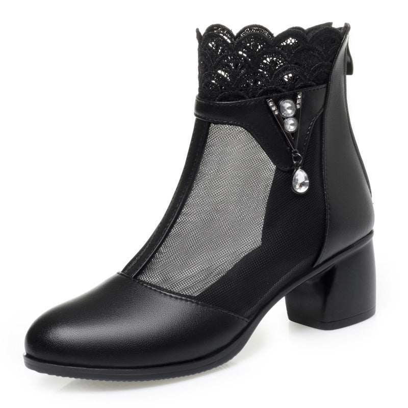 Women's Breathable Ankle Boots with Lace Trim