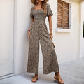 Women's Airy Summer Overall with Puff Sleeves and Elastic Waistband