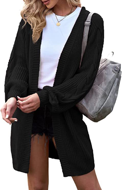 Women's Chunky Knit Cardigan with Elegant Cable Pattern and Casual Cut