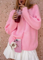 Women's Chunky Knit Comfort Sweater with Round Neckline