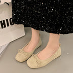 Women's Ballet Flats with Fine Bow Detail in Soft Material