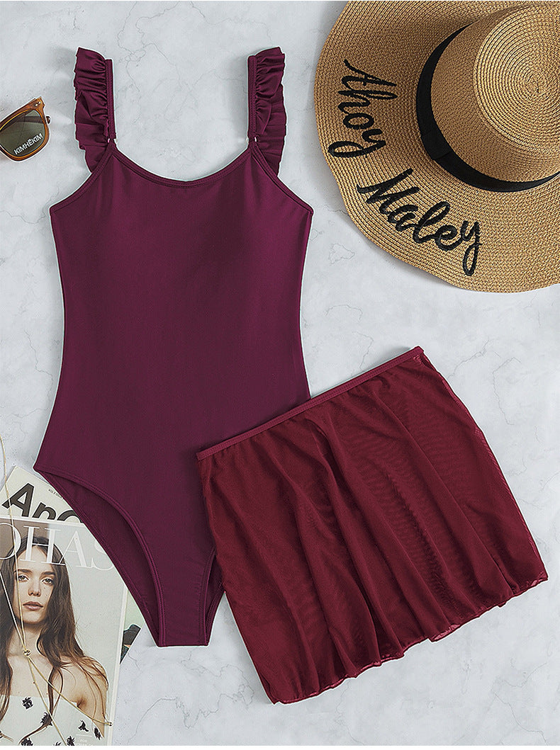 Women's Elegant Beach Cover-Up with Ruffle Details