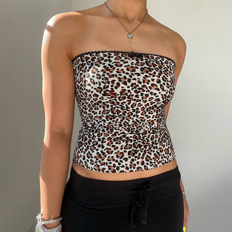 Women's Bustier Top with Leopard Print