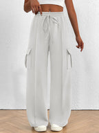 Women's Wide-Leg Cargo Pants with Elastic Waist