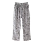 Women's Flowy Printed Trousers with Elastic Waistband