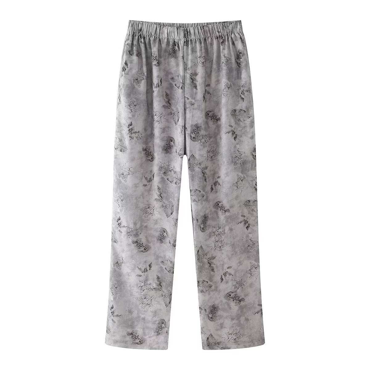 Women's Flowy Printed Trousers with Elastic Waistband