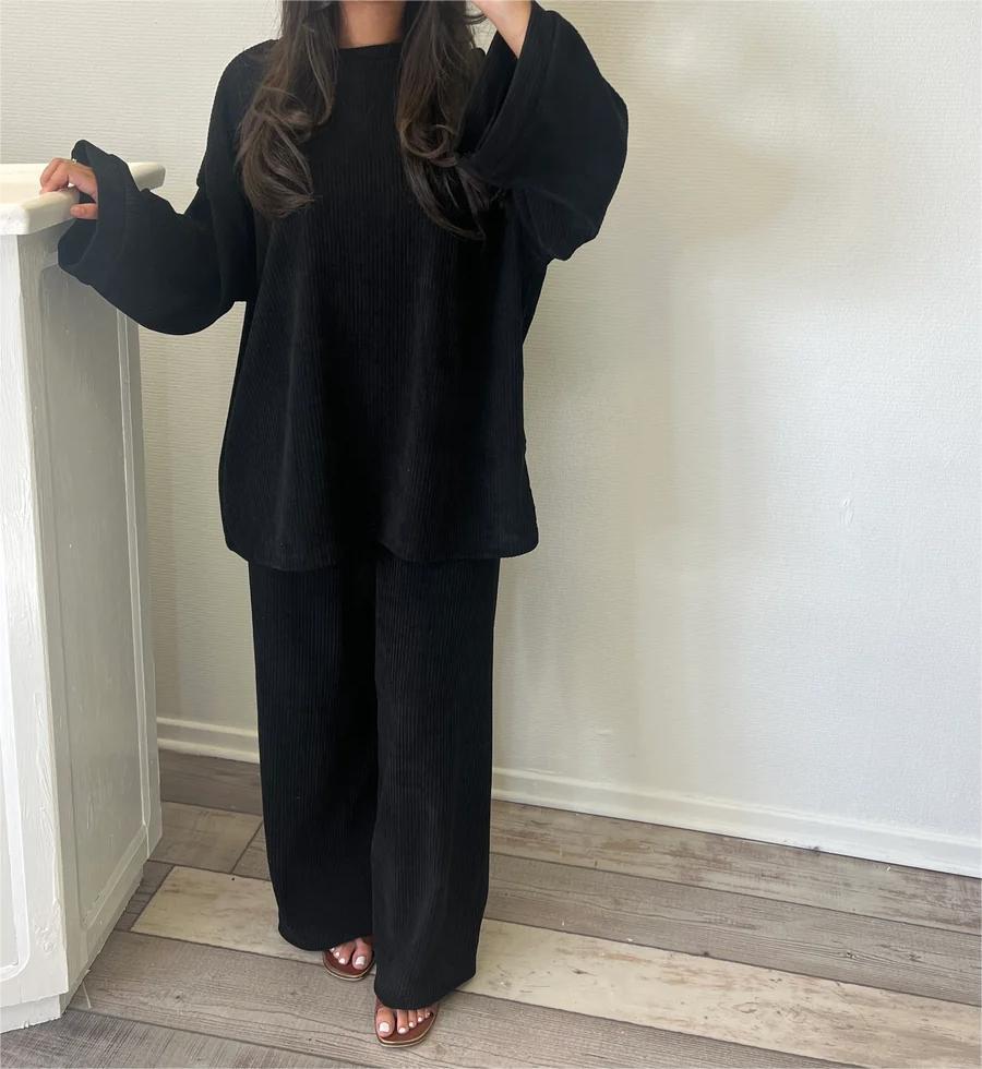 Women's Comfortable and Stylish Ribbed Knit Lounge Set