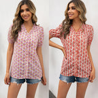 Women's Blouse with Ruffle Details and Floral Pattern