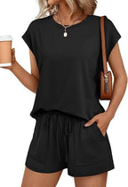 Women's Comfortable Lounge Set with Elastic Waist and Pockets