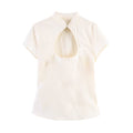 Women's Blouse with Innovative Neckline and Elegant Collar