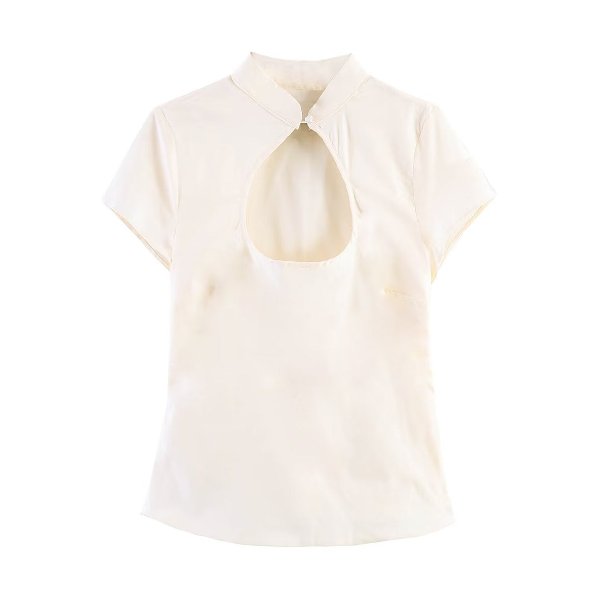Women's Blouse with Innovative Neckline and Elegant Collar