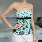 Women's Floral Bandeau Top with Adjustable Belt