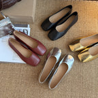 Women's Ballet Flats in High-Quality Metallic Leather with Comfortable Insole