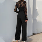 Elegant Jumpsuit with Lace Bodice and Fitted Waist