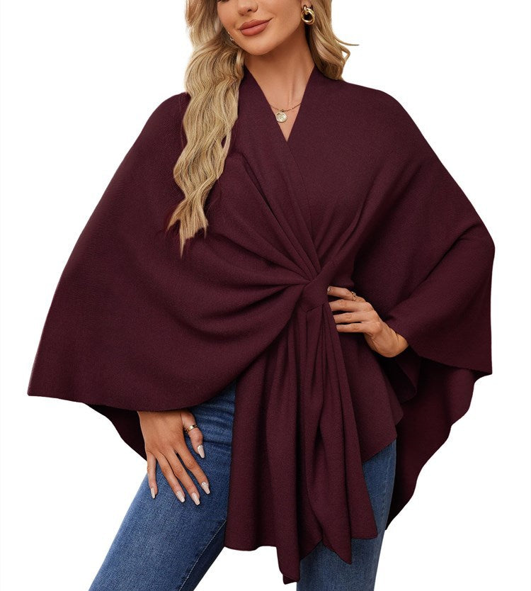 Women's Elegant Wrap Sweater with Asymmetrical Cut