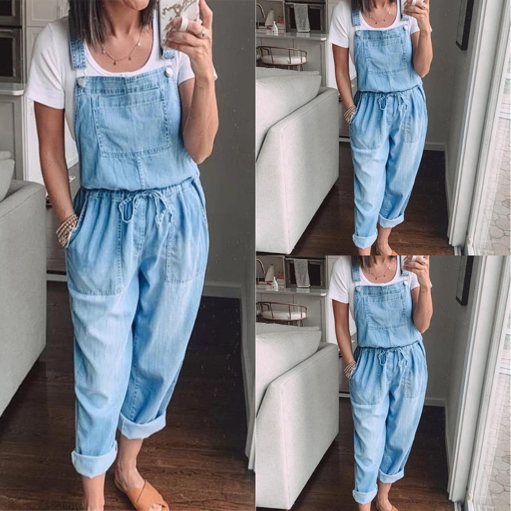 Women's Denim Overalls with Adjustable Straps