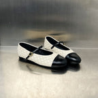Women's Ballet Flats with Elegant Quilting and Decorative Strap