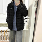Women's Quilted Winter Jacket with High Collar and Pockets