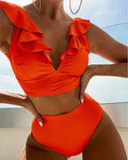 Women's Ruffled High-Leg Swimsuit