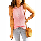 Women's Sleeveless Ribbed Knit Top with Cutout Detail