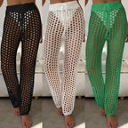 Women's Crochet Summer Pants with Wide Leg and Elastic Waist