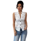 Women's Lace Shirt Blouse with Elegant Button Placket