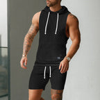 Men's Sleeveless Hoodie Vest Set