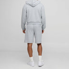 Men's sweat shorts set with zip hoodie and elastic drawstring