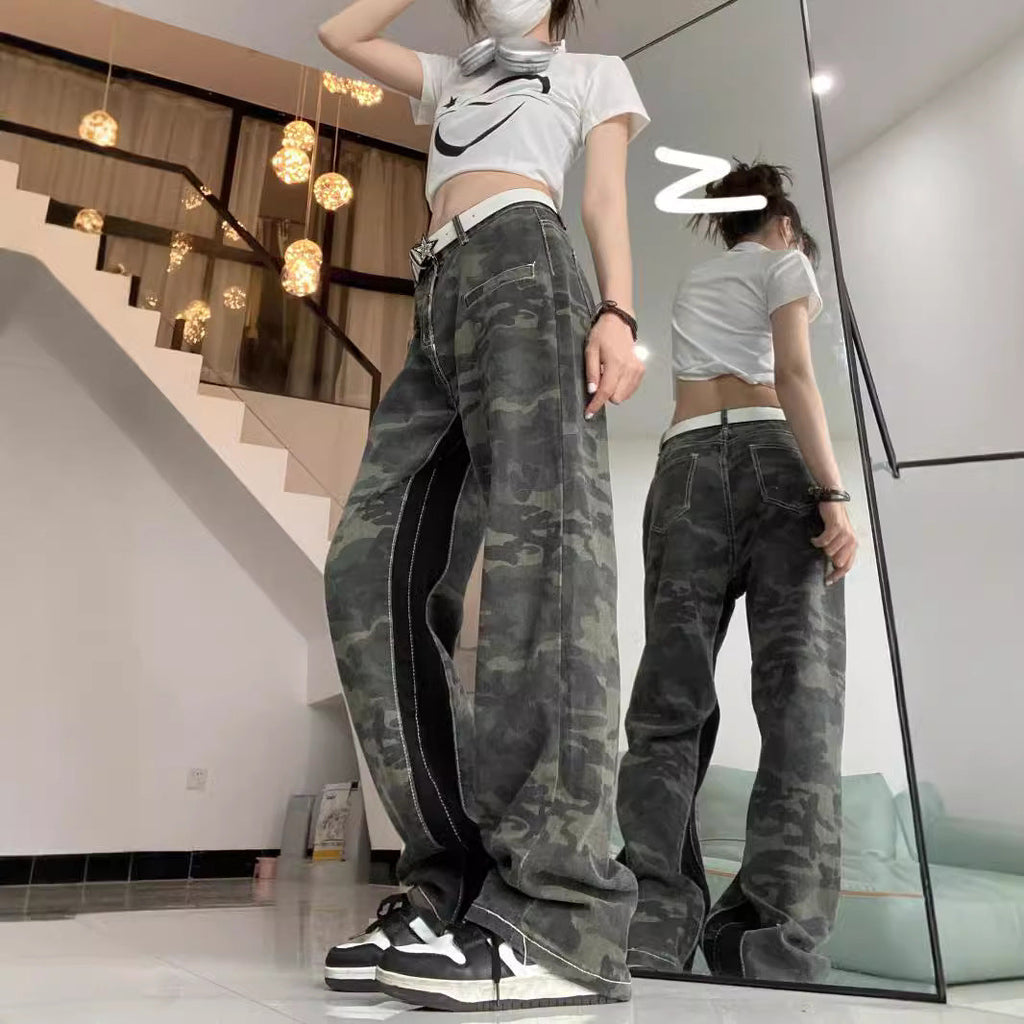 Women's Camouflage Wide-Leg Cargo Pants