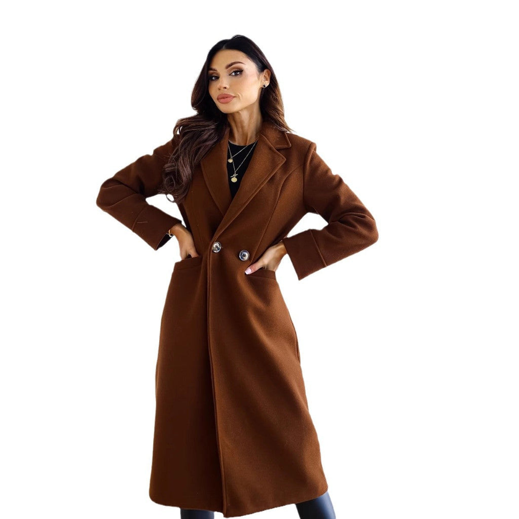 Women's Elegant Wool Coat with Classic Lapel