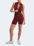 Functional Jumpsuit with Stand-Up Collar and Pockets