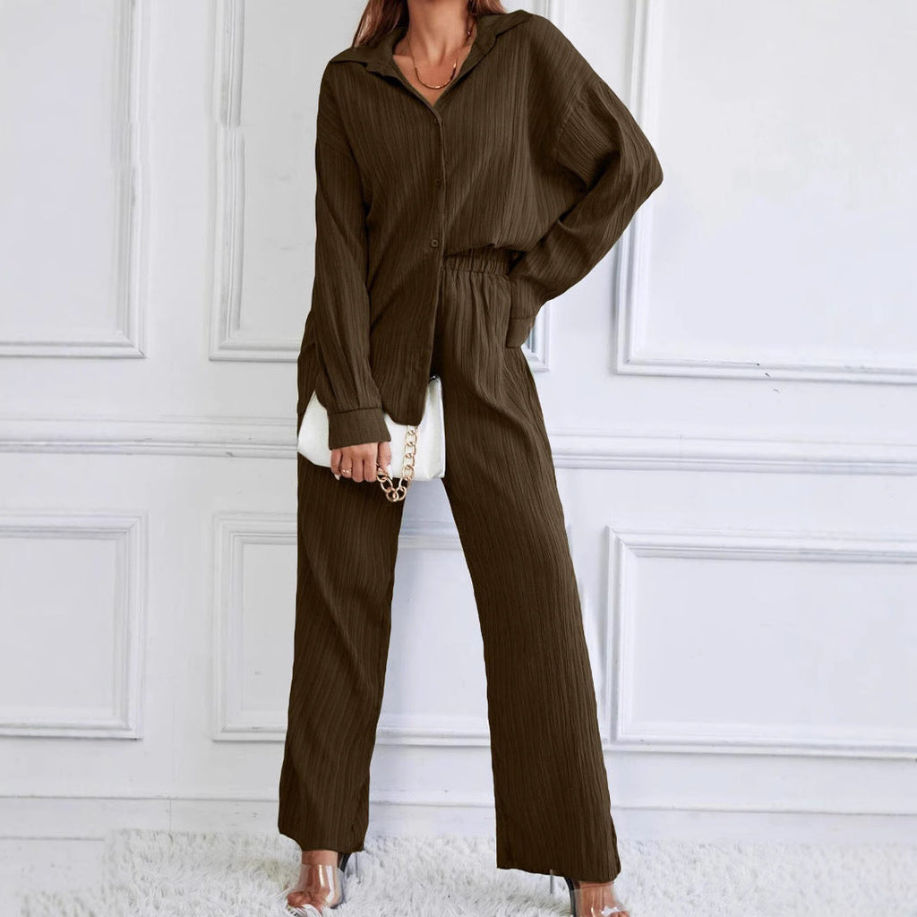 Casual Two-Piece Set with Button Detail
