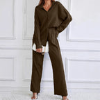 Casual Two-Piece Set with Button Detail