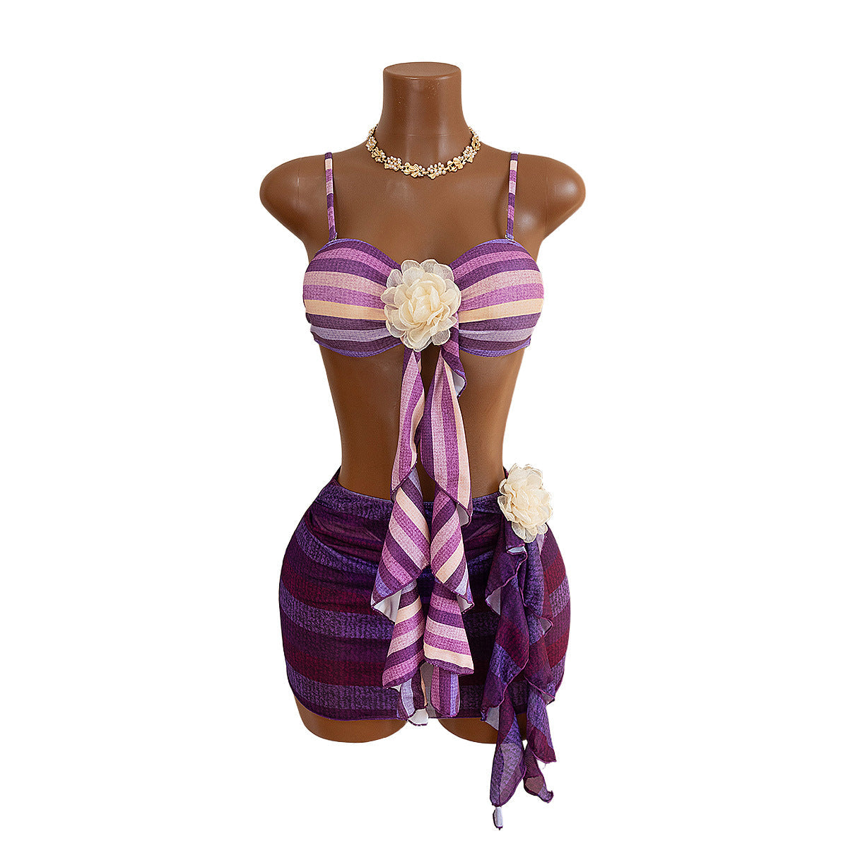 Women's Bandeau Bikini with Sophisticated Wrap Skirt