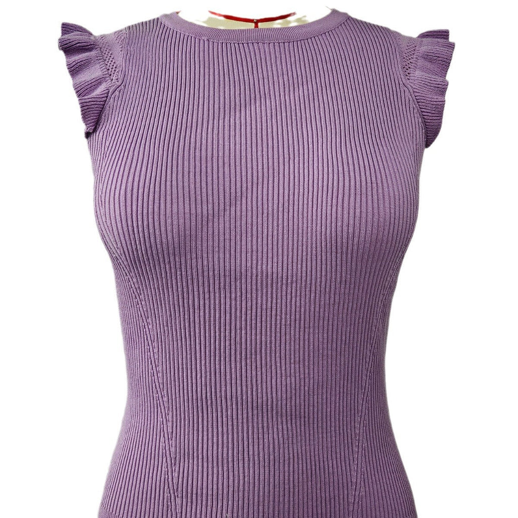 Women's Form-Fitting Ribbed Shirt with Ruffles