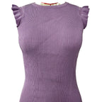 Women's Form-Fitting Ribbed Shirt with Ruffles