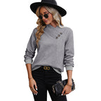 Women's Elegant Sweater with Asymmetrical Neckline and Button Details