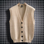 Sleeveless Knit Cardigan with Button Details