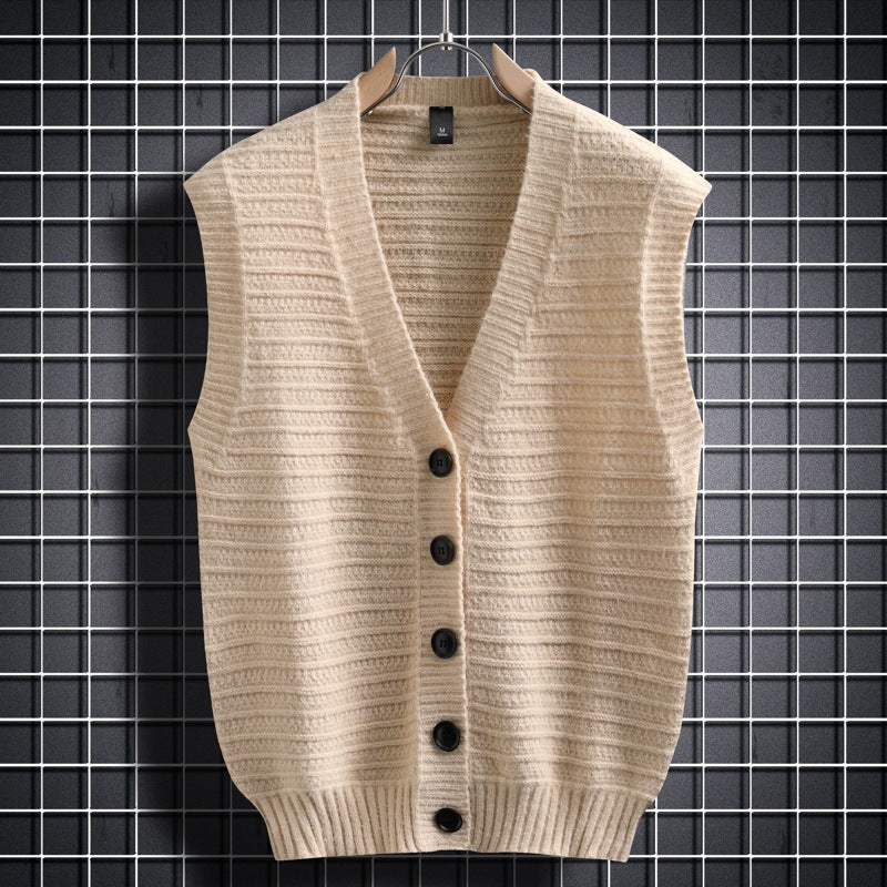 Sleeveless Knit Cardigan with Button Details