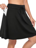 Women's High-Waist Sports Skirt with Integrated Shorts and Pockets