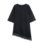 Women's Asymmetrical T-Shirt with Lace Trim