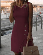 Elegant Sheath Dress with Button Detail