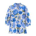Women's Floral Blouse with Elegant Puff Sleeves